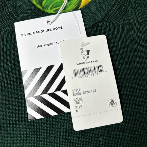 Sandrine Rose Butterfly Fern Wool Mixed Media Sweater Oversized Women M NWT - Picture 11 of 11